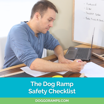 The Dog Ramp Safety Checklist - Crusoe the Dachshund's owner designing dog ramps at a desk