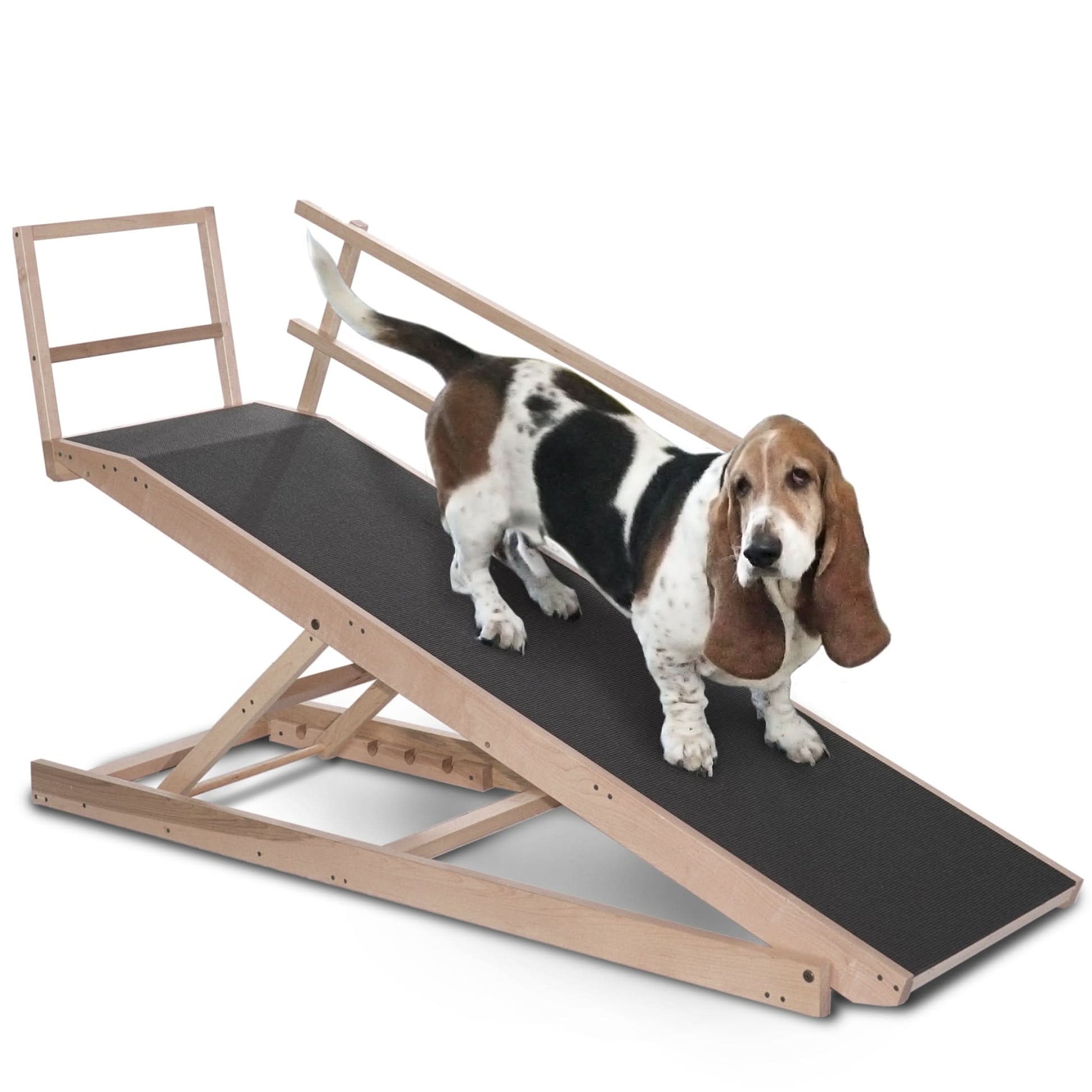Bed Ramp for Medium & Large Dogs - Adjustable Dog Ramp with Rails