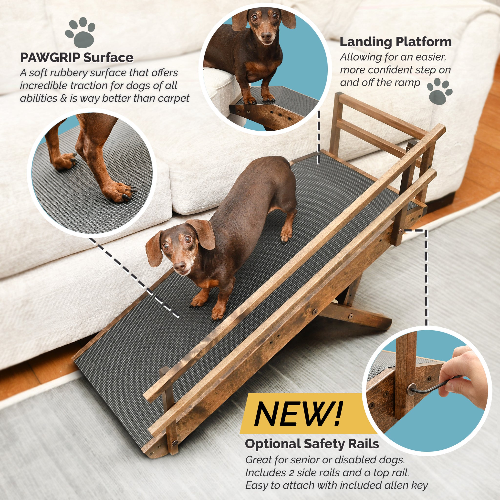  DoggoRamps - Rampa de sofá para perros, altura ajustable con  mini plataforma superior, antideslizante para garras, para perros, 5  colores para combinar con tu hogar : Productos para Animales