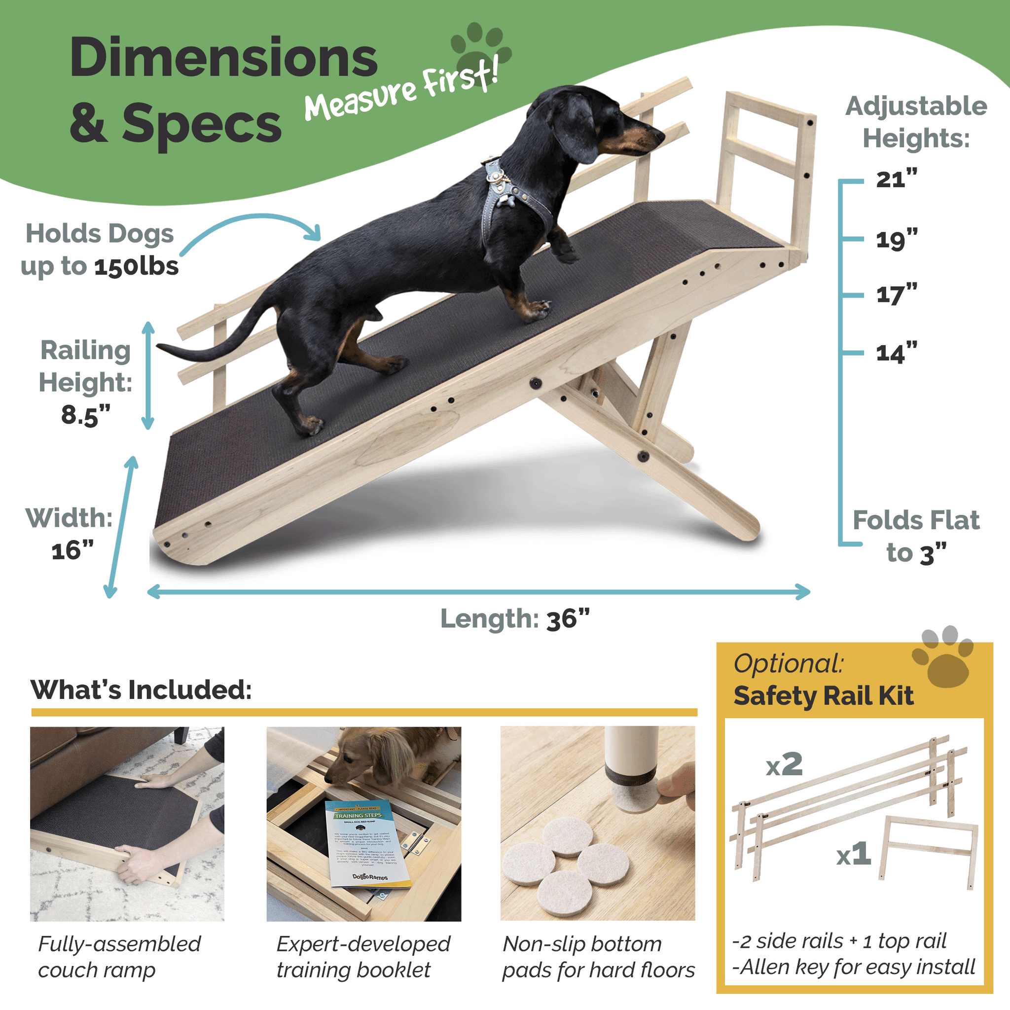 Rampe pour chien rampe pour chien de compagnie hauteur réglable tapis  antidérapant escalier rampe en bois