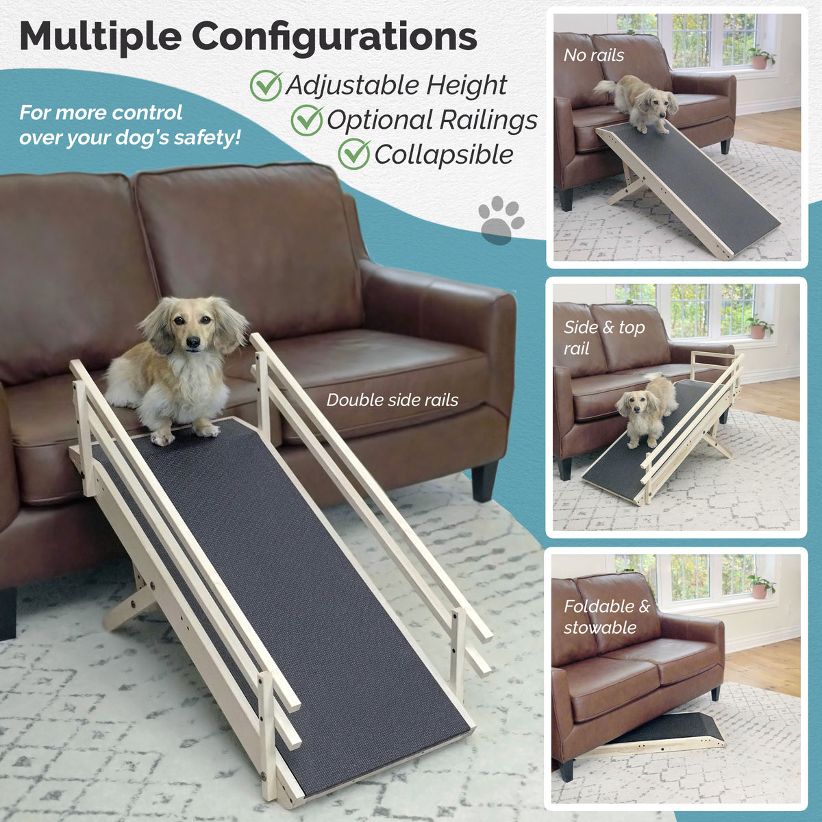 Dog Ramp for Couch with Optional Safety Rails - by DoggoRamps™