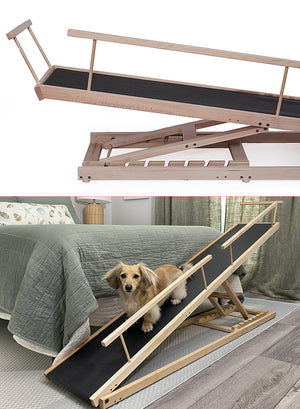 Small dog ramp for beds - clear natural
