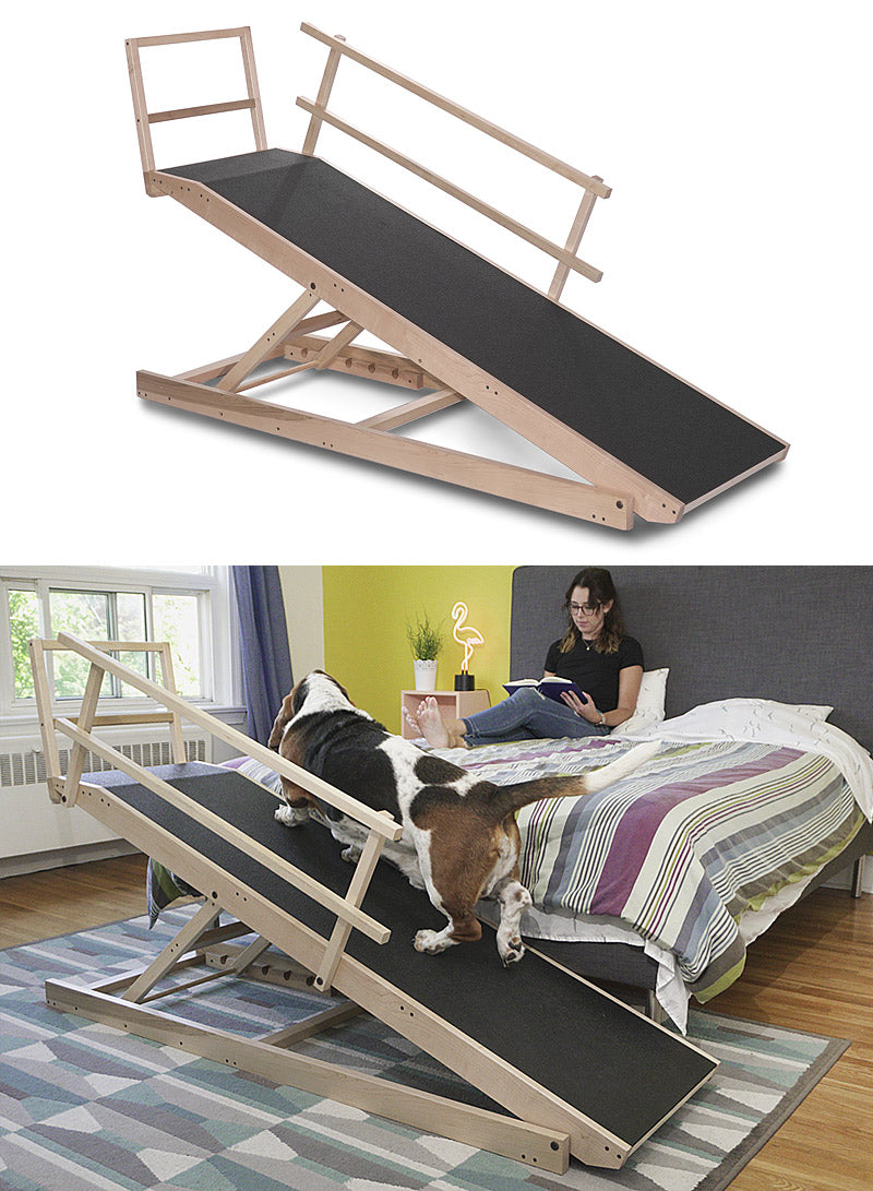 Bed Ramp for Medium & Large Dogs Adjustable Dog Ramp with Rails